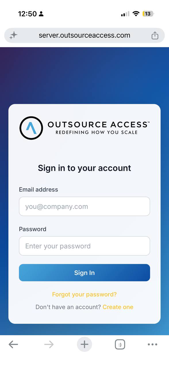 Open login page